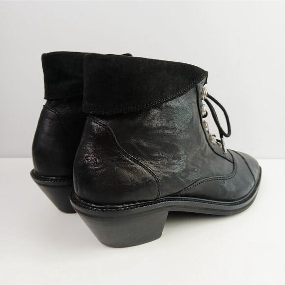 Kelsi Dagger SZ 8 Geuine Leather Black Lace-Up-Ankle Booties - Picture 4 of 9